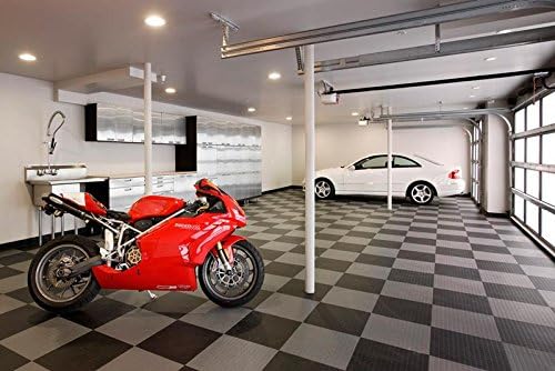 GarageDeck Coin Pattern, Durable Interlocking Modular Garage Flooring Tile (12 Pack), White