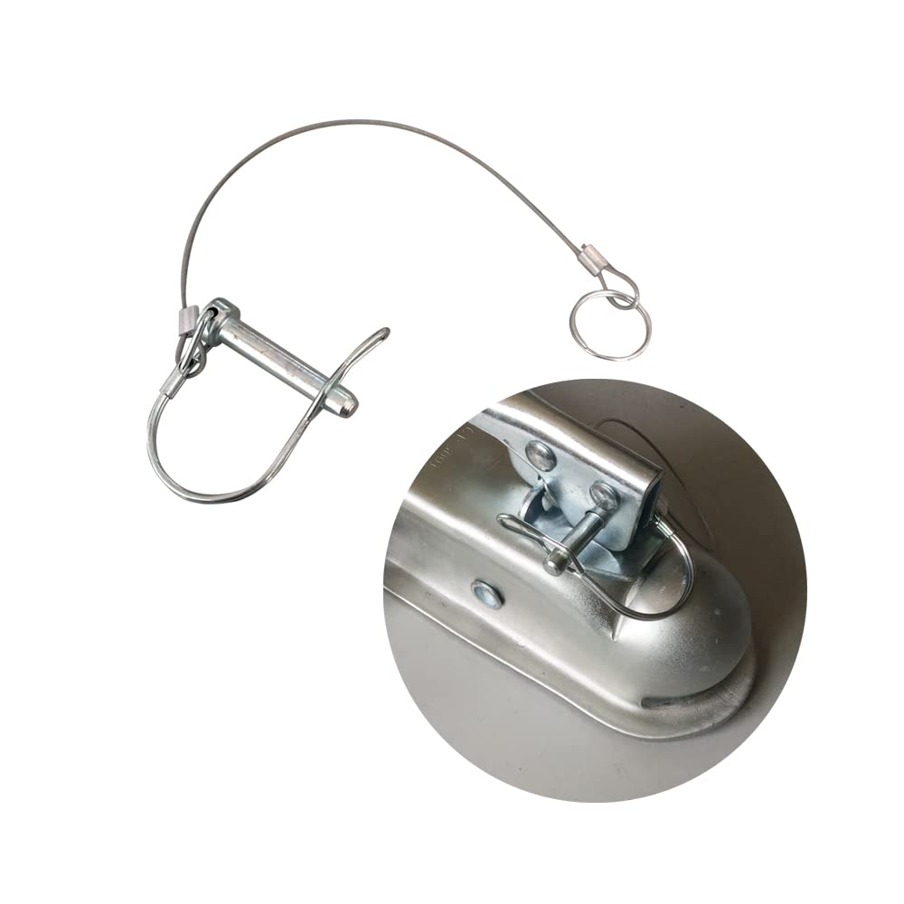 10Pcs Trailer Coupler Pin 5/16x 1-3/4（WxL） Prevents Loss Trailer Hitch Locking Pin with Plastic Coating Tether Steel Quick Release Ring for Shaft Trailer Tongue