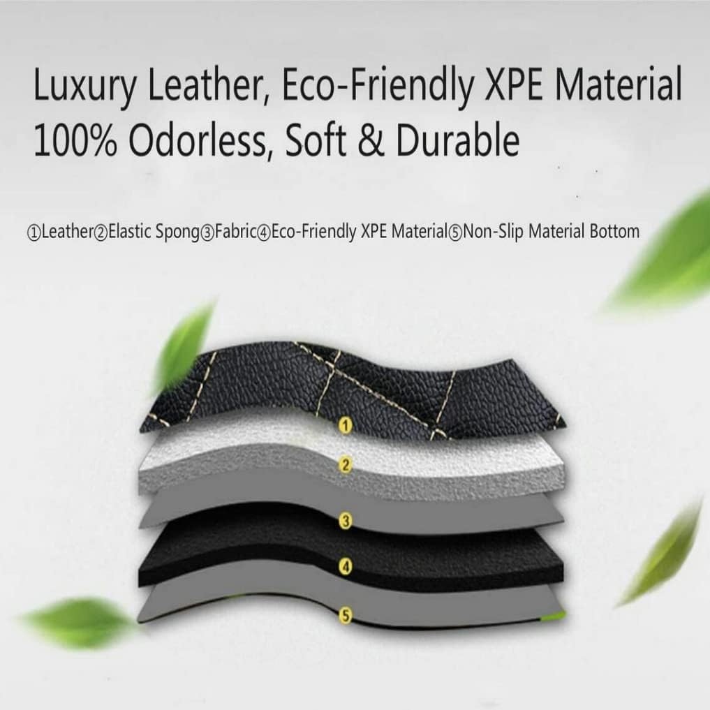 Custom All-Weather Protection Leather Car Floor Mats for Cars Sedan SUV Sports Car Waterproof Floor Mat (Black Brown)