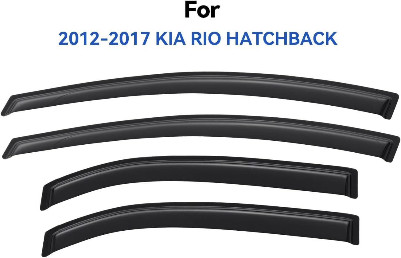 Window Visors Rain Guards for 2012-2017 Kia Rio Hatchback, Out-Channel Window Vent Wind Deflectors Visors Shades for 12-17 Kia Rio (Not for Sedan)