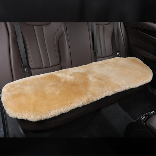 Fluffy Genuine Australia Sheepskin Car Seat Cover for Auto Interior Accessories with Soft Fuzzy Wool Eco-Friendly Natural Fur Non-Slip (Honey Beige, Back)