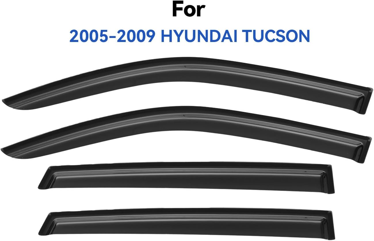 Window Visors Rain Guards for 2005-2009 Hyundai Tucson, Out-Channel Window Vent Wind Deflectors Visors Shades for 05-09 Tucson
