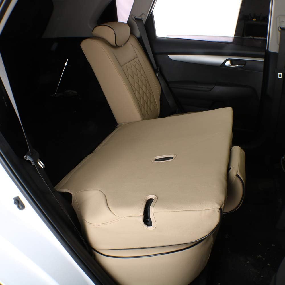 EKR Sportage Seat Covers Custom Fit for KIA Sportage S,EX,LX,SX,SX Turbo 2017 2018 2019 2020 2021 2022 Leather Car Seat Cover Full Set - Faux Leather (Beige)