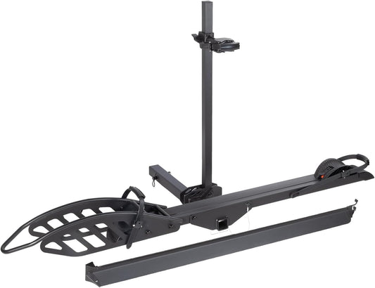 CyberRack E1 Hitch 1-EBike Rack with Ramp,100 lbs Capacity Single Mount Platform Style, Fits Up to 5-inch Fat Tire E-Bike Carrier Rack for 2inch Receiver Cars Trucks SUVs Minivans RV, Trailer