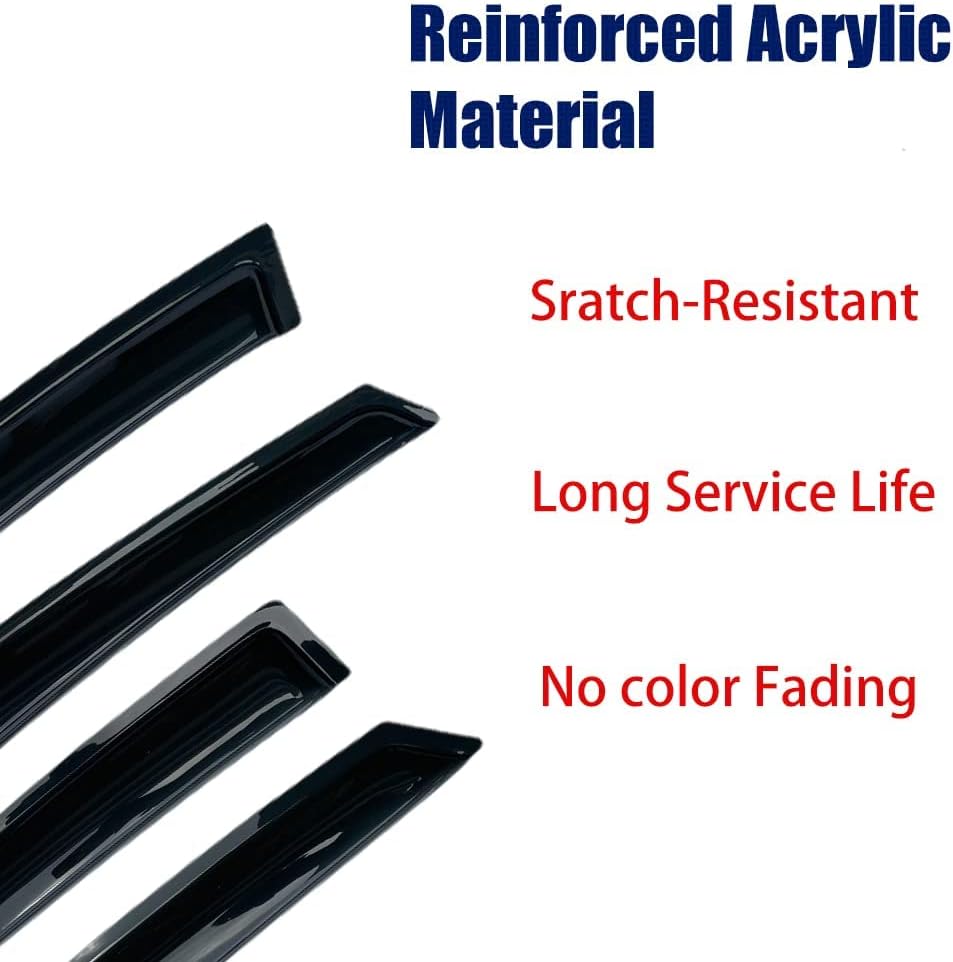 94459 Side Window Wind Deflector, 4pcs Out-Channel Tape-On Nice Rain Guards Set, Dark Smoke Window Visor fit for 2002-2006 Honda CR-V