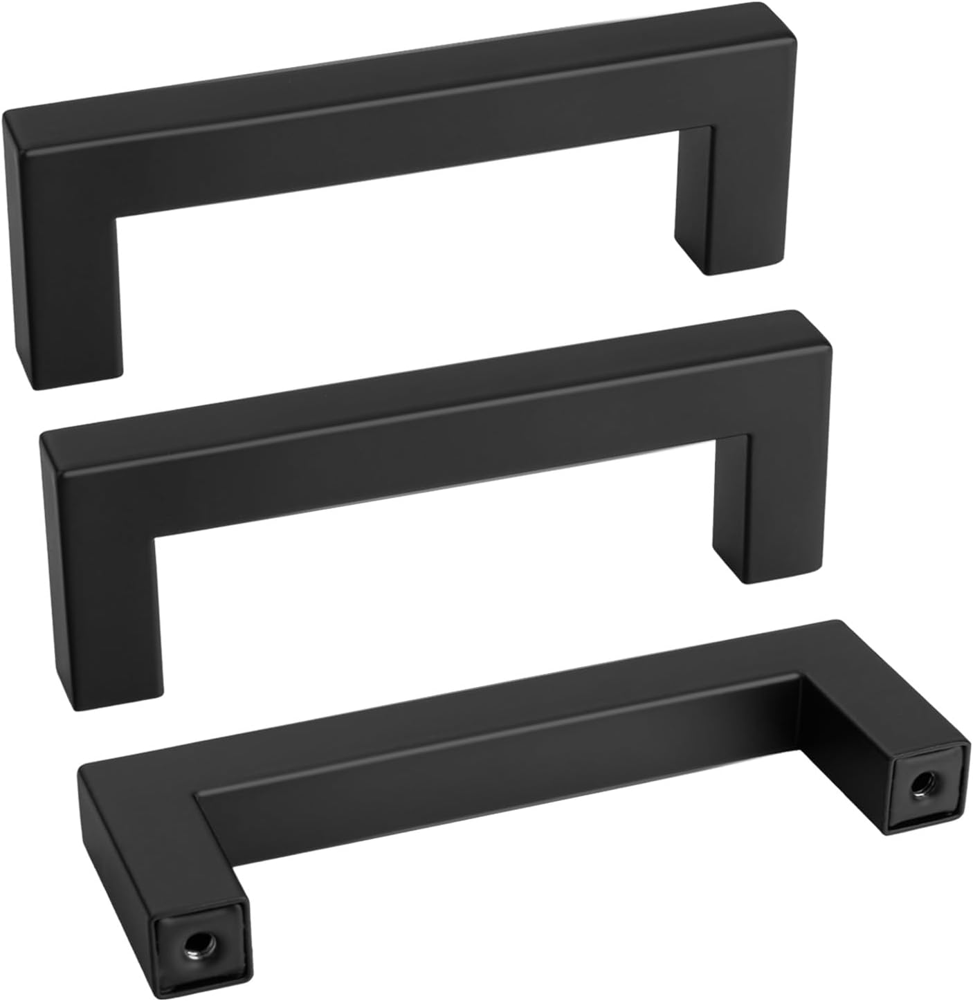 goldenwarm 60 Pack 3 1/2 Inch Black Cabinet Handles Matte Black Drawer Pulls Stainless Steel Cabinet Hardware Square Bar Modern Cabinet Handles for Kitchen Bathroom Cupboard