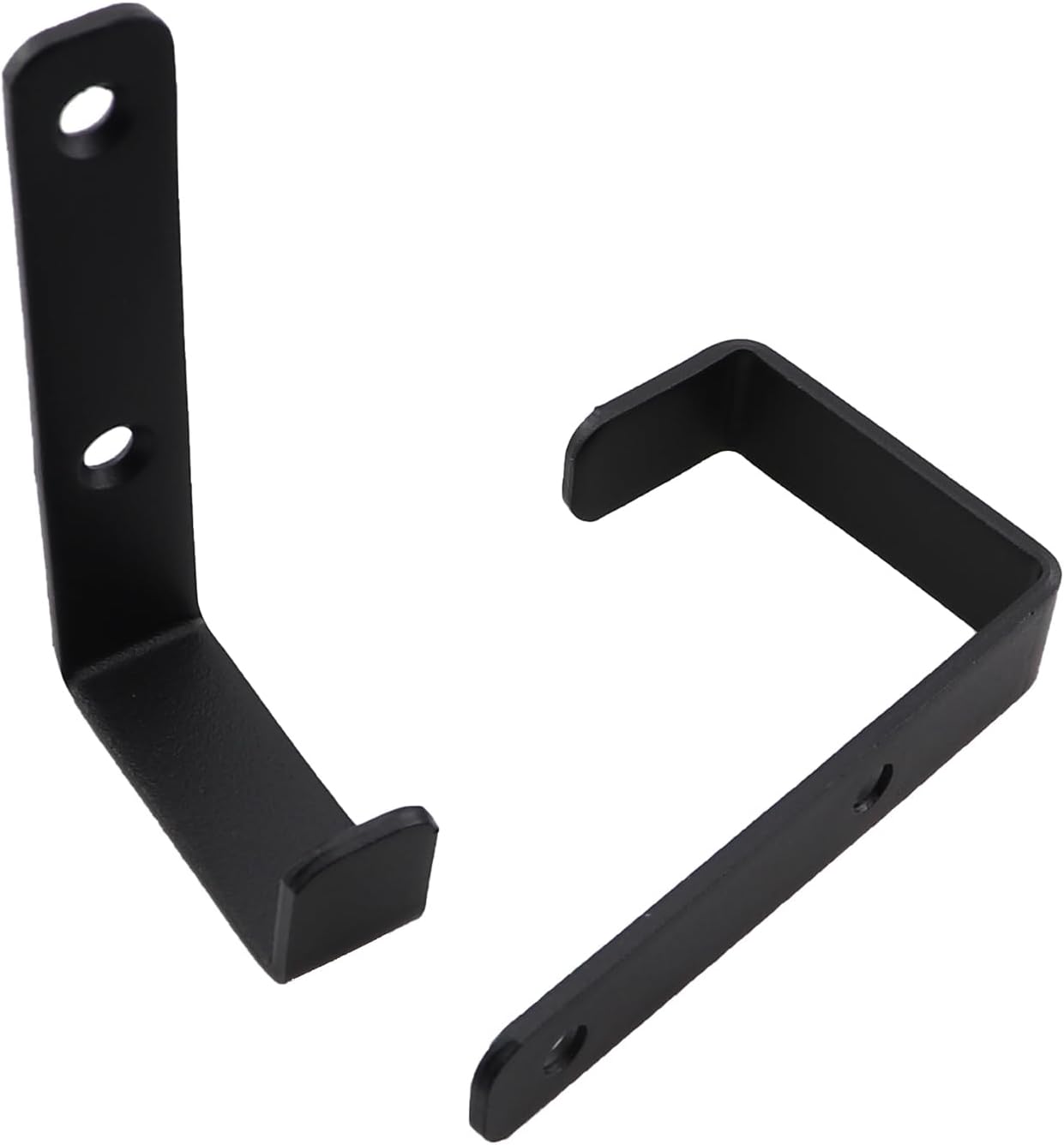 2PCS 82.5x45.5mm Black Metal Wall Mounted 2 Holes J Hook with Screws for Hanging Hat/Clothing/Objects