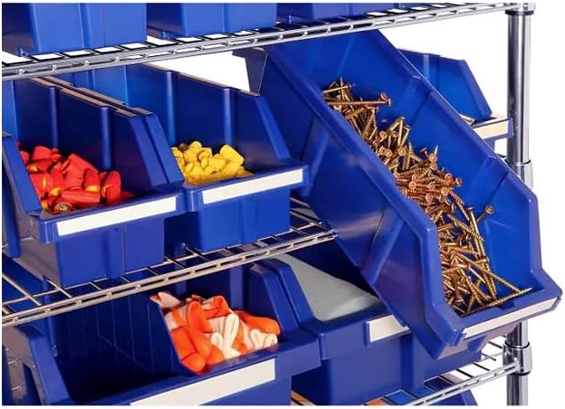 Heavy-Duty Steel Wire Shelving Storage Unit, 24-bin Rack with Wheels (Blue)