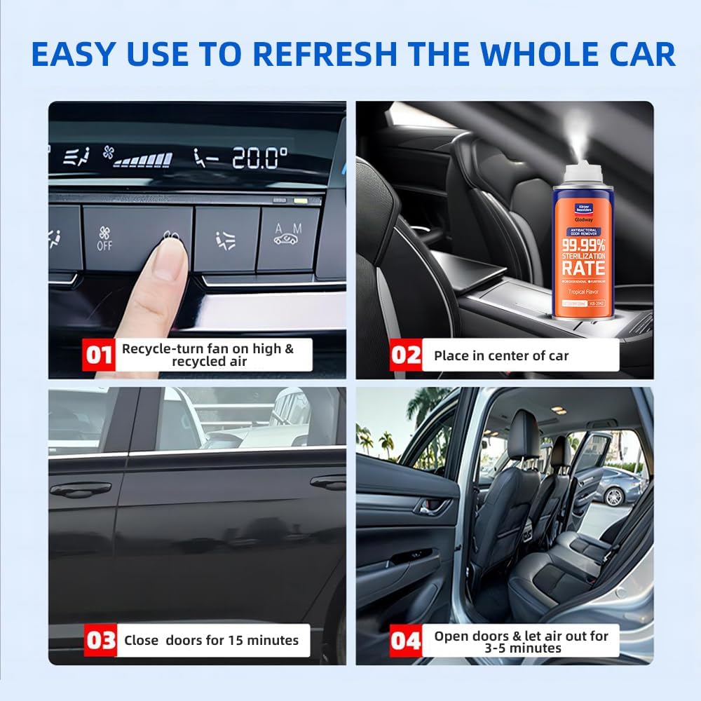 Glodway Whole Car Air Refresher Spray,Odor Eliminator Eliminates Strong Vehicle Odors,Magnolia Scent + Tropical Flavor Scent-6 Ounce Spray Bottle (Plack of 2)