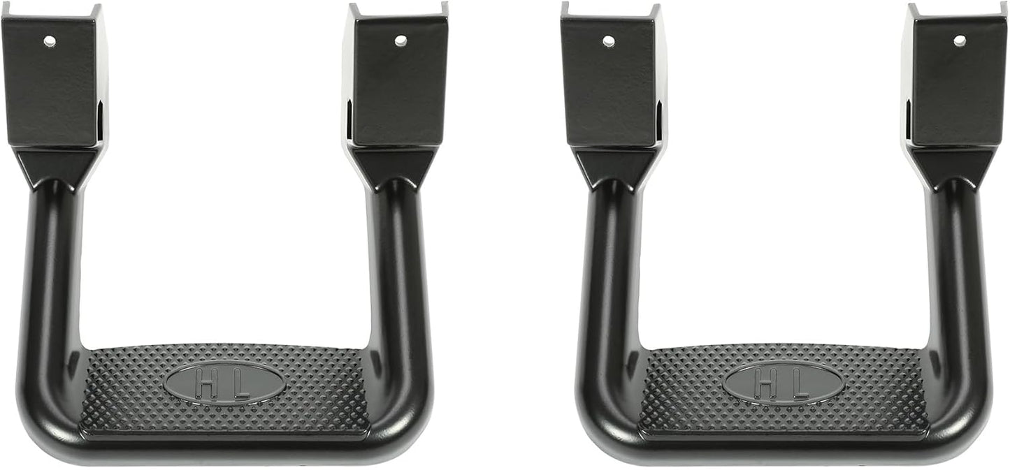 Kojem 2 Pcs Universal Side Step Compatible with 1967-2020 Chevy Chevrolet GMC Ford Isuzu Mitsubishi Dodge Jeep Nissan Toyota Mazda Side Hoop Step Electrophoresis Black Aluminum