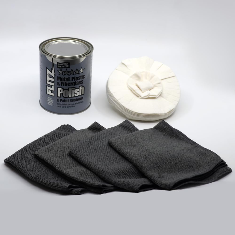 Flitz Car Buffing and Care Kit (Small) - USA-Made Polishers and Buffers Set – Includes 2lbs Paste, 16oz Sealant, 5" BuffBall, 4 Microfiber Cloths, Removes Rust & Restores Shine