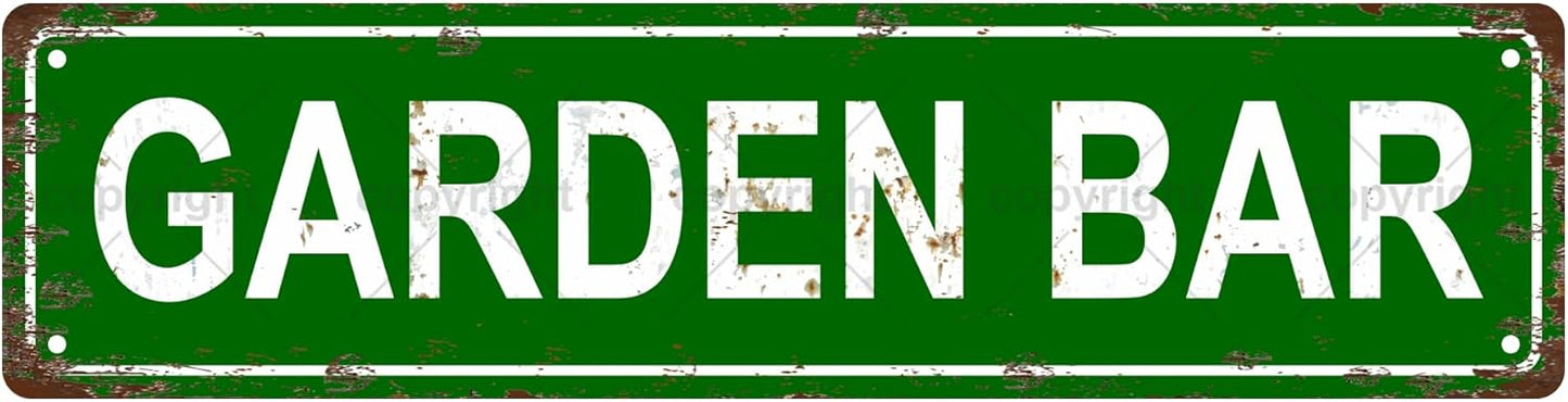 GARDEN BAR Space Vintage Metal Tin Sign, Street Sign, Home Decor, Room Decor, Wall Decor, Bathroom Decor, Bar Decor, Cafe Decor, Garage Decor, 16 x 4 Inch