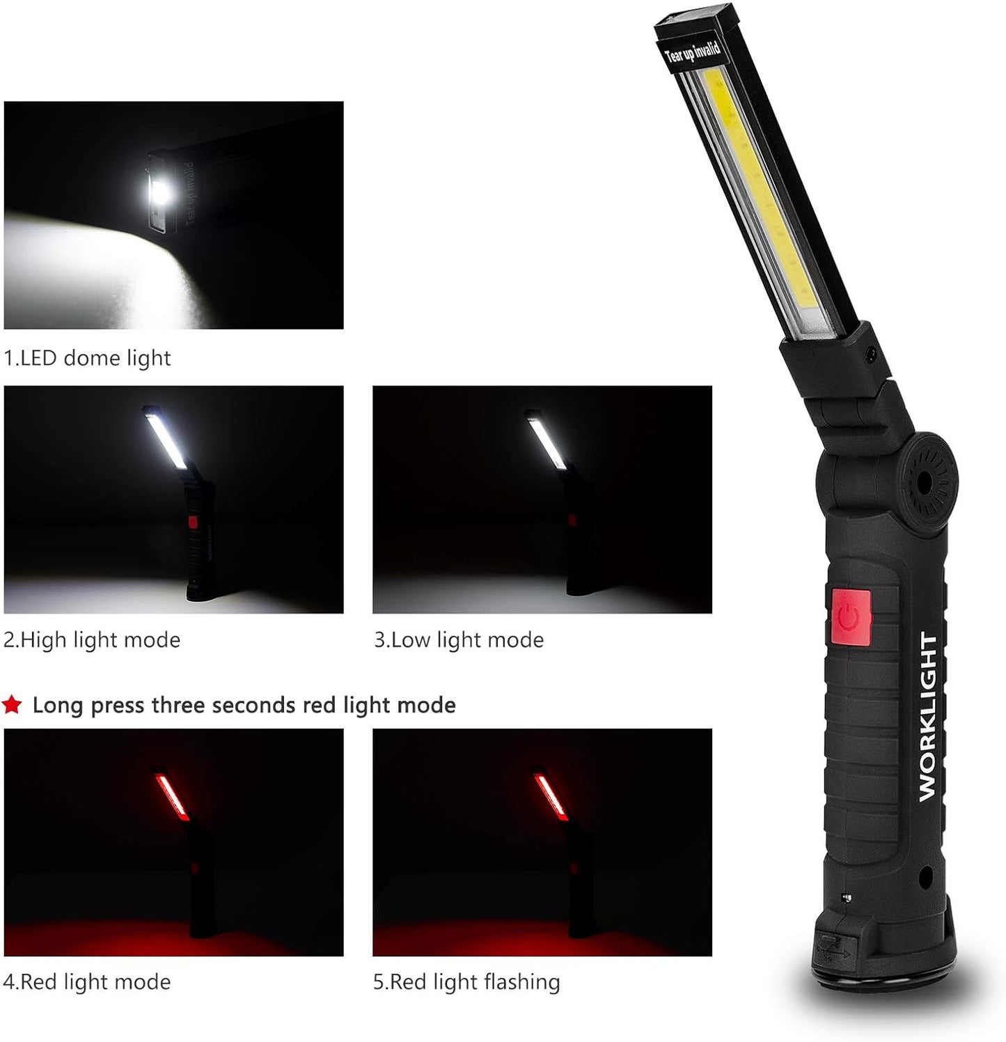 Gifts for Men 3Pack LED Flashlight, Rechargeable Work Lights with Magnetic Base Hook 360°Rotate and 5 Modes Bright LED Flashlight Inspection Light for Car Repair, Grill and Outdoor Use