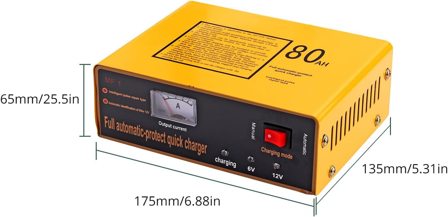 6V 5A and12V 8.5A Car Battery Charger,Smart Battery Trickle Charger Maintainer 4 Charging Mode for Automotive Motorcycle Truck Boat Toy Car Lawn Mower Lead Acid Batteries (Yellow)