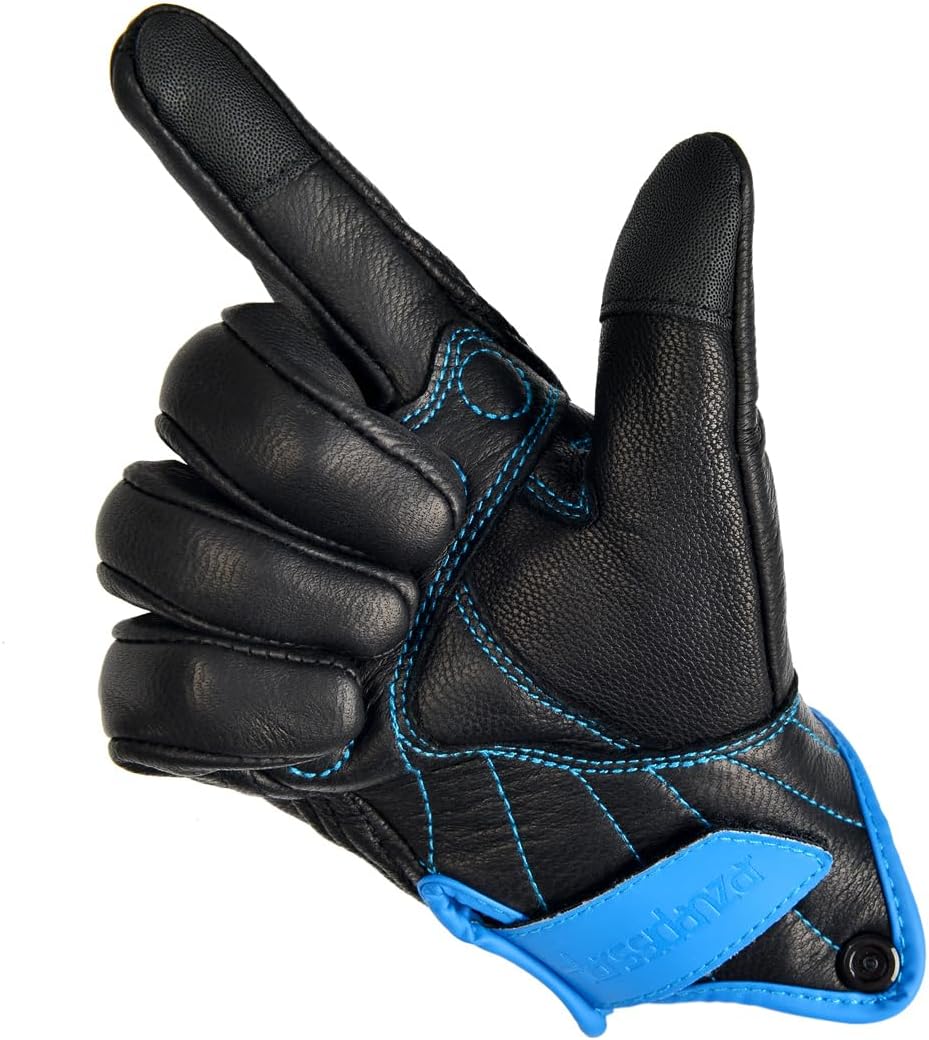 Harssidanzar Women's Motorcycle Gloves,Leather Motorcycle Gloves, Motorbike Gloves, Road Racing, Cycling, Climbing, Powersports Gloves Touchscreen GL016