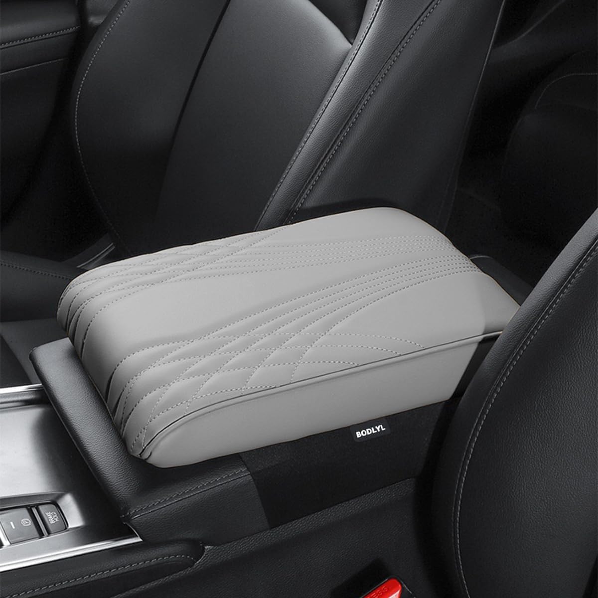 Car Center Console Cover, Memory Foam Car Armrest Cushion, Beige Auto Arm Rest Pad, Leather Arm Rest Covering Car, Hand Rest Pillow for SUV/Truck/Vehicle (No.2 Gray)