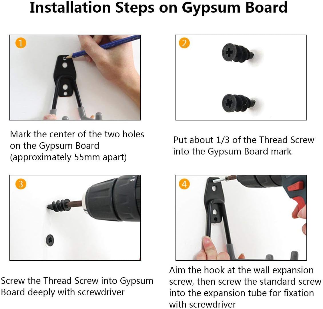 Garage Storage Utility Hooks，Garage Garden Tool Organizer，Steel Wall Mount Hooks, Garden Small U Hooks (6 Pack-Black)