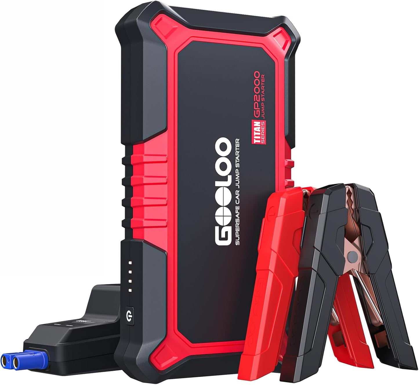 GOOLOO New GP2000 Jump Starter, 12V 2000A Car Jumper Starter(Up to 8.0L Gas, 6.0L Diesel Engines), SuperSafe Portable Battery Charger, Auto Lithium Box Booster Pack with USB Quick Charge, red