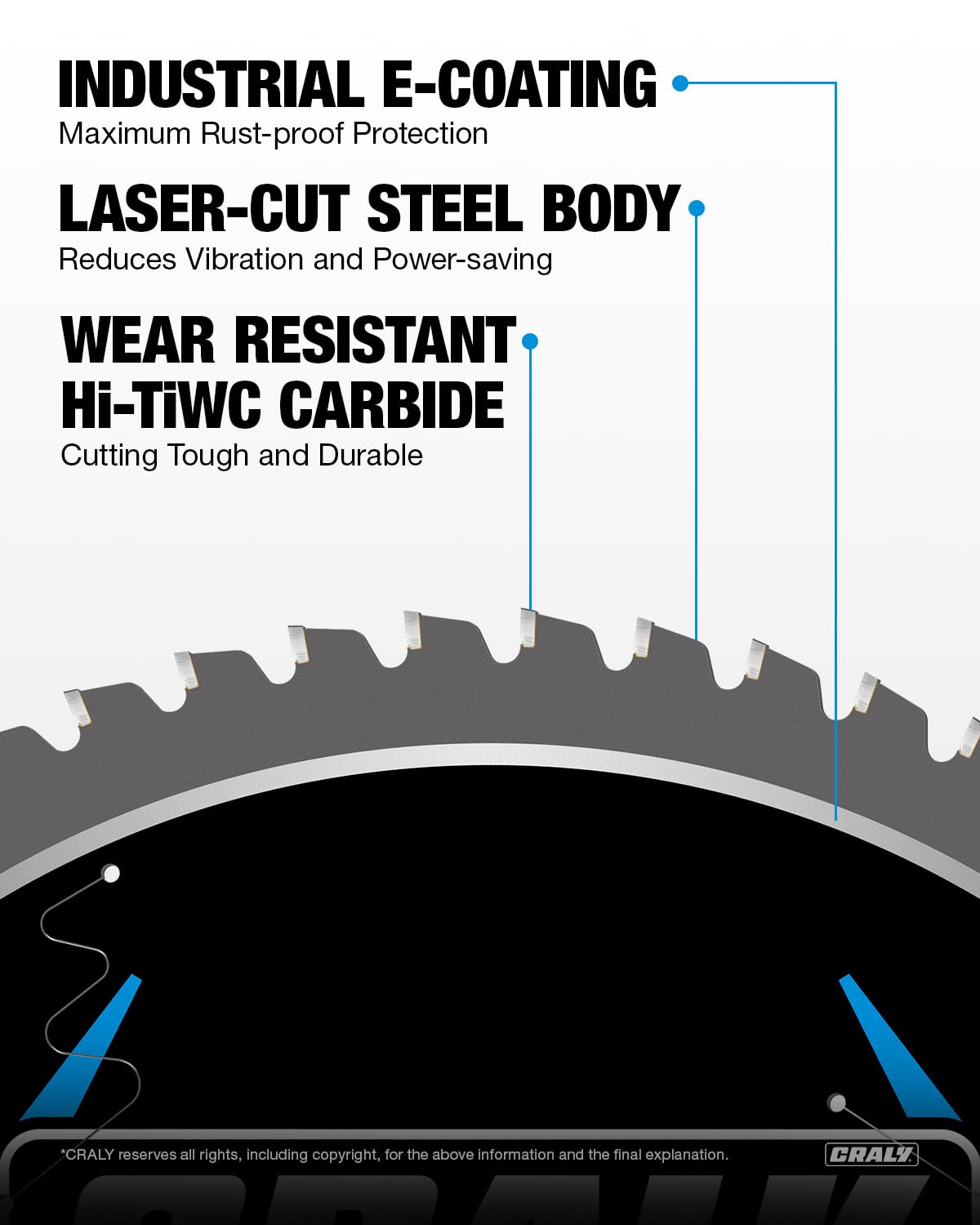 CRALY 12 Inch 60 Teeth Steel and Ferrous Metal Cutting Circular Saw Blade, 1 Inch Arbor, Thin Kerf, Professional Carbide Tipped Blade for Angle Iron, Threaded Rod, EMT Conduit(C1260MC)