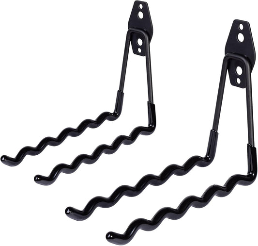 2 Packs Garage Wall Hooks Heavy Duty Hanger,Wall-Mounted Metal Badminton Racket Holder, Tennis Racket Holder Organizer, Hooks for Cables, Ropes and Hoses,Extension Cord Holder (Black)