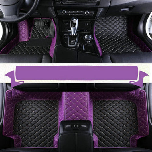 Custom Car Floor Mat Compatible with BMW Mercedes-Benz Toyota Cadillac Lexus Honda Infiniti Nissan Hyundai Kia Audi All Models Cars Sedans SUVs Automotive Mats (Edge Purple Middle Black Beige)
