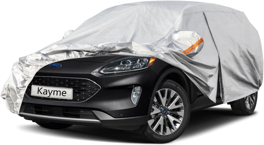 Kayme 6 Layers SUV Car Cover Custom Fit for Ford Escape (2000-2025) Waterproof All Weather for Automobiles, Outdoor Full Cover Rain Sun UV Protection.Silver