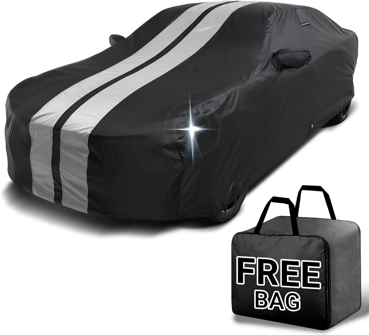 iCarCover Custom Car Cover for Chevy Beretta (1987-1996) Waterproof All Weather Rain Snow UV Sun Protector Full Exterior Indoor Outdoor Car Cover (Stripe - Black/Gray)