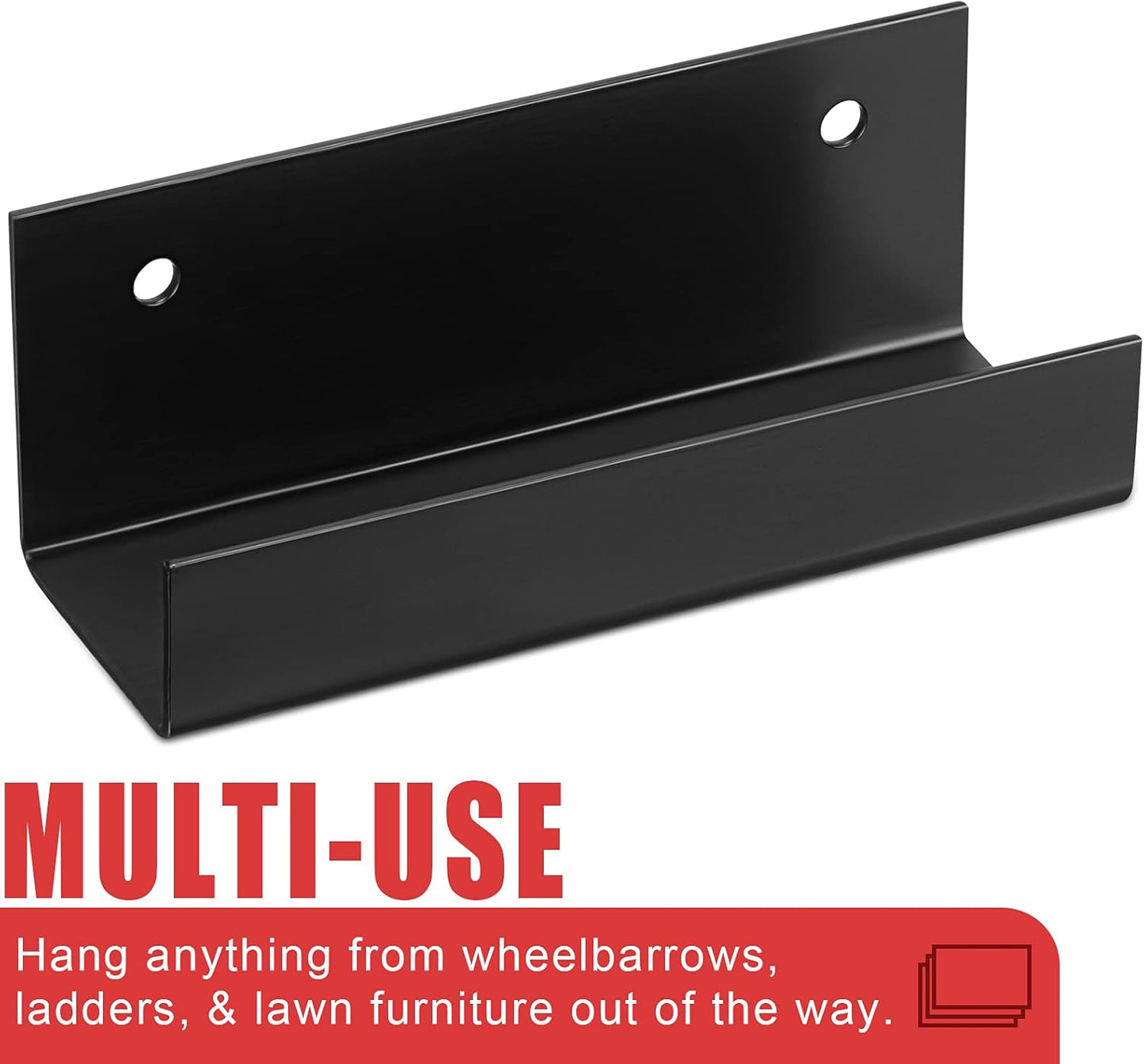 Blulu 4 Pieces Wall Mount Ladder Wall Wheelbarrow Hanger Steel Garage Storage Hook Wheelbarrow Hanger Heavy Duty Garage Storage Organizer for Hang Ladders Carts Chair Bicycle(Black)