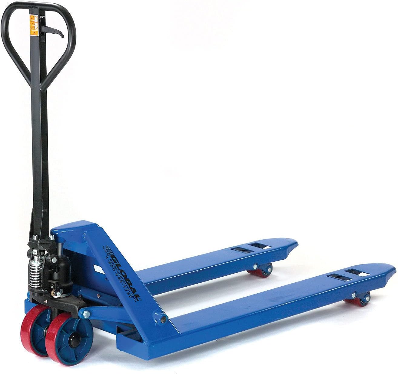 Global Industrial High Capacity Pallet Jack with 27" W x 48" L Forks, 6600 Lb. Capacity, Manual Duty Truck for Warehouse, Manufacturing and Retail, Blue Powder Coat Finish