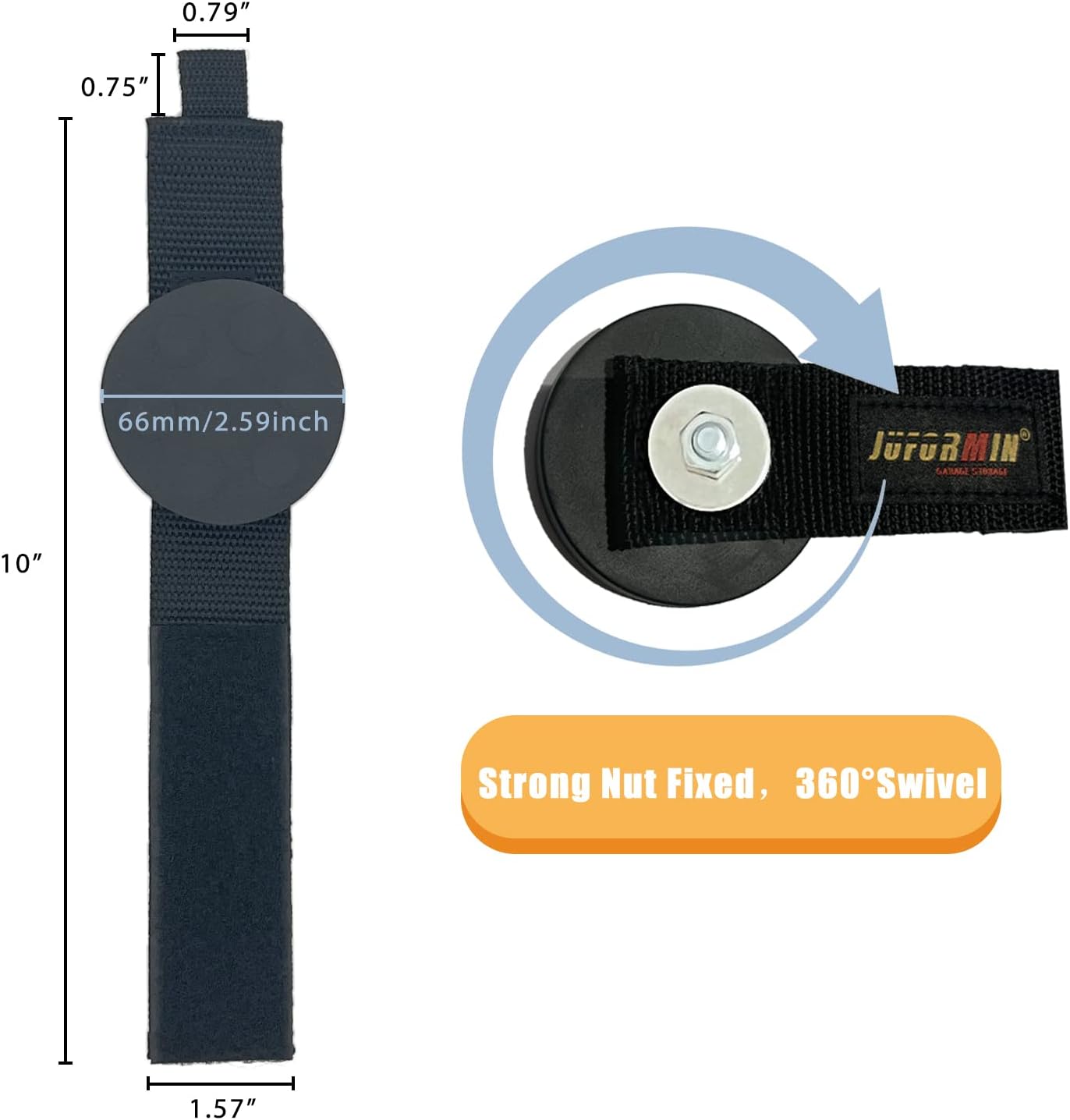 Heavy Duty Magnetic Hook, Magnetic Tool Holder, Magnetic Garage Hooks, Extension Cord Strap for Cable, Rope, Wire Storage in Garage,Workshop,RV,Pick-up(Dia.2.59" Magnet * 2Pcs)