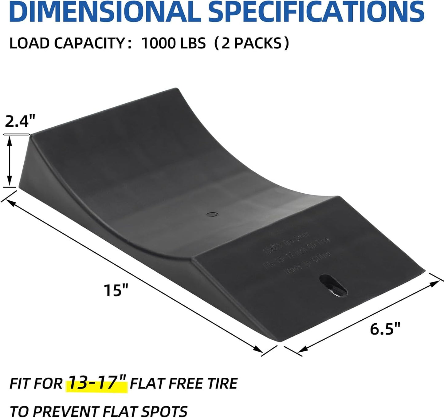 2-Pack Flat Free Tire Saver Ramp for 13-17" PU Foam Tire and Wheel, Non-Flat Spots Tire Saver Ramp, Suitable for Lawnmower, Wheelbarrow, and Trailer