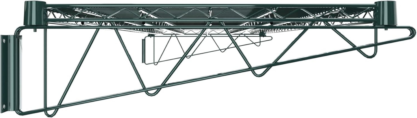 24" x 60" Green Epoxy Wire Wall Mount Shelf
