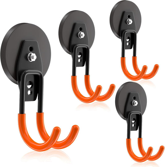 ENUODA Strong Magnetic Hooks Heavy Duty - Garage Hooks Rare Earth Magnet Hook for Hanging Garden Tools, Drill, Hose, Broom, Cabinet, Tool Chest, Van, Container, Pegboard, 4 PCS
