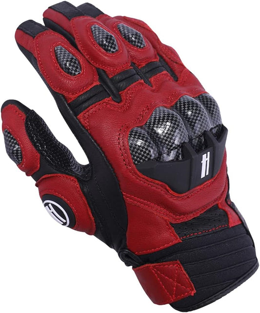 Harssidanzar Breathable Leather Motorcycle Gloves Touchscreen for Men Women KM046