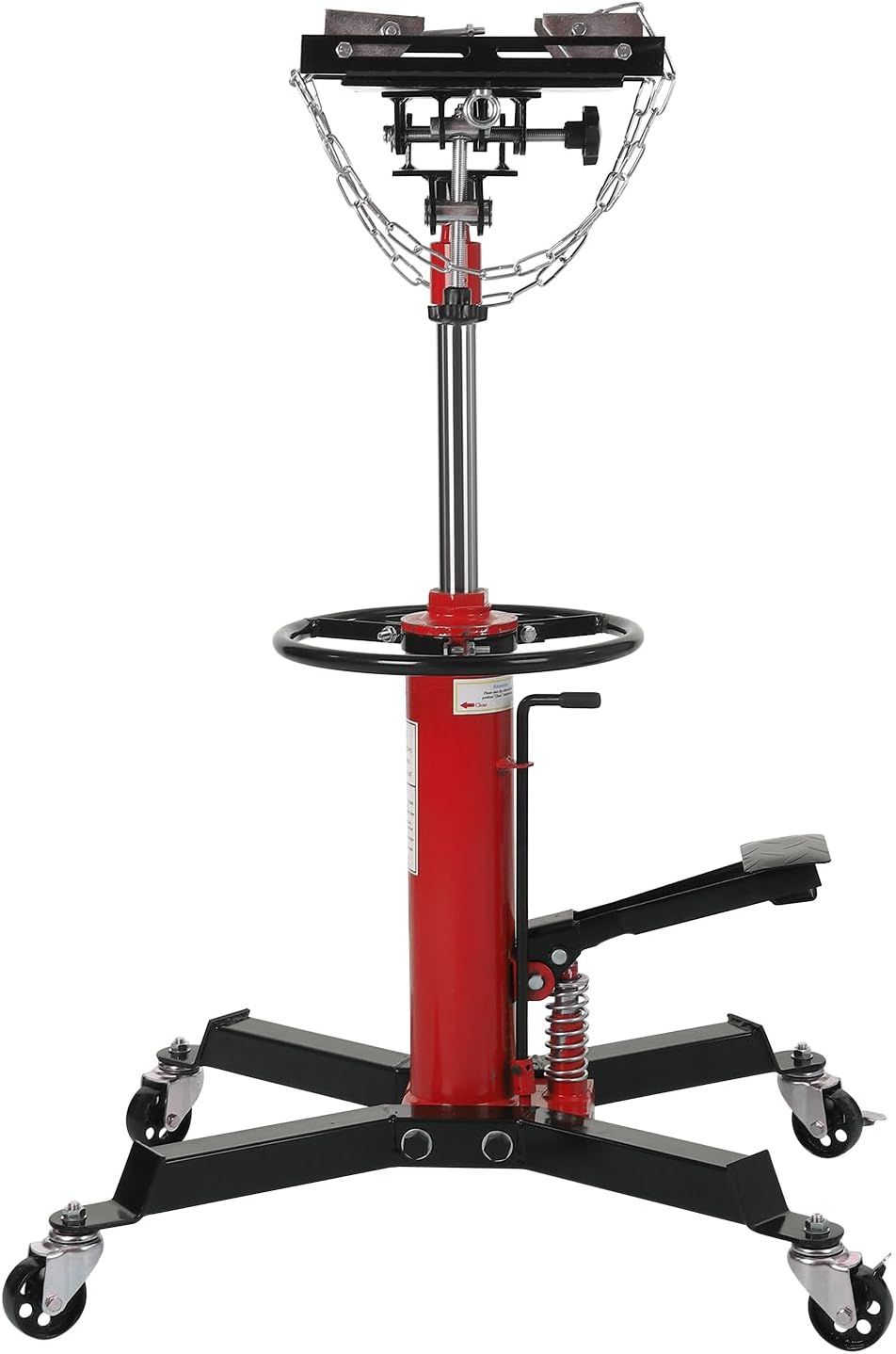 Hydraulic Transmission Jack 1322 LBS (3/5 Ton) Capacity 33.8"-72.8" Lifting Height 2 Stage Hydraulic Telescoping Jack, Trans Jack Stand Heavy Duty with Foot Pedal and 360° Swivel Wheel, Red