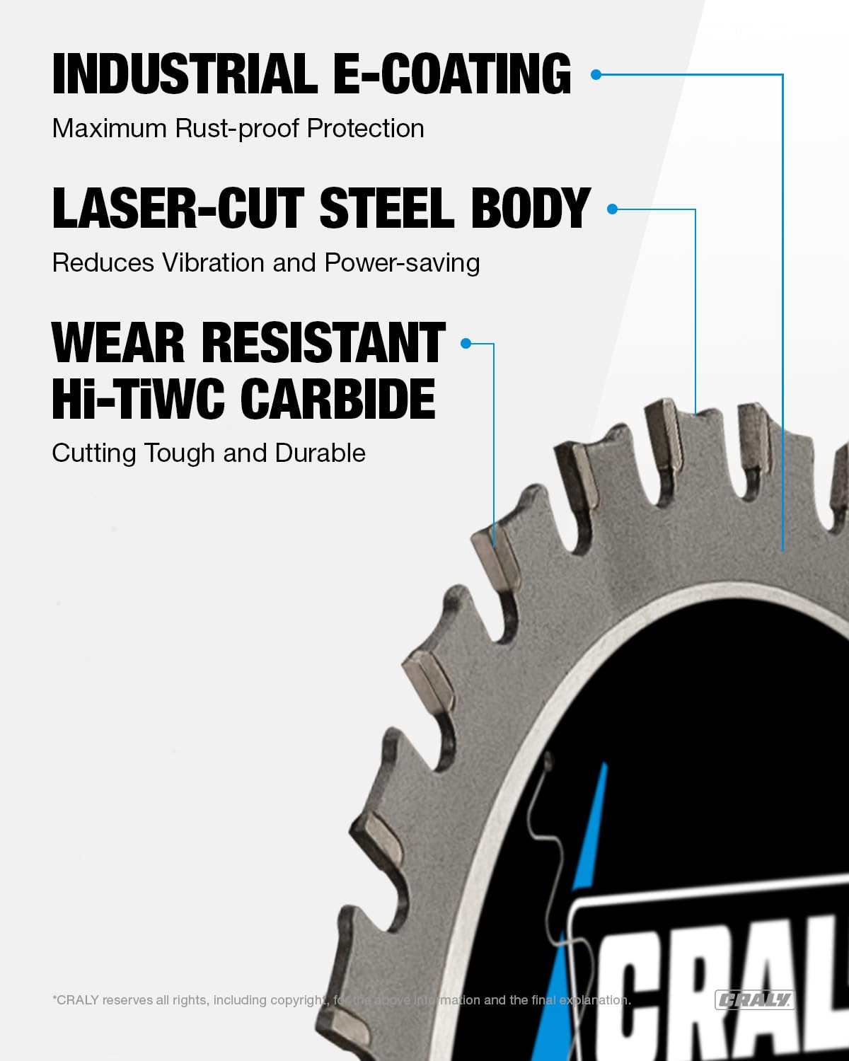 CRALY 5-3/8 Inch 30 Teeth Steel and Ferrous Metal Cutting Circular Saw Blade, 20 mm Arbor, Thin Kerf, Professional Carbide Tipped Blade for Angle Iron, Threaded Rod, EMT Conduit(C0530MC)