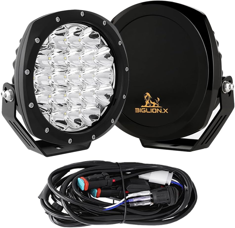 BIGLION.X 7Inch Round LED Offroad Lights 2PCS 210W 32000LM Super Bright LED Off Road Lights Driving Lights Round Waterproof IP68 IP69K 12V 24V for Pickup Trucks SUV ATV UTV 4x4
