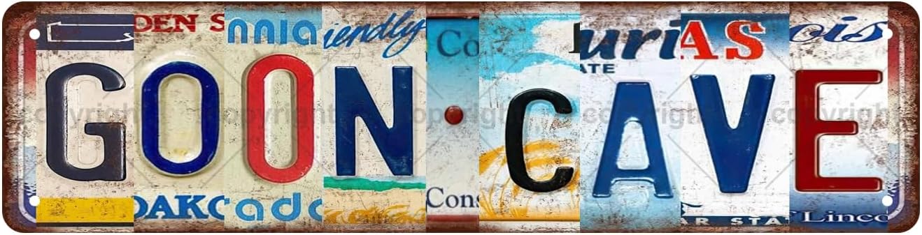 GOON CAVE Vintage Metal Tin Street Sign Bar Cafe Garage Cave Home Room Wall Bathroom Farmhouse Garden Porch Patio Decor, 16 x 4 Inch