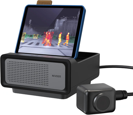 TOPDON NV001 Thermal Camera for Cars, Automotive Thermal Night Vision System with 656ft Long-Range Vision, AI Recognition of People, Vehicles, and Animals, Anti-Collision Warning, IP69K Waterproof
