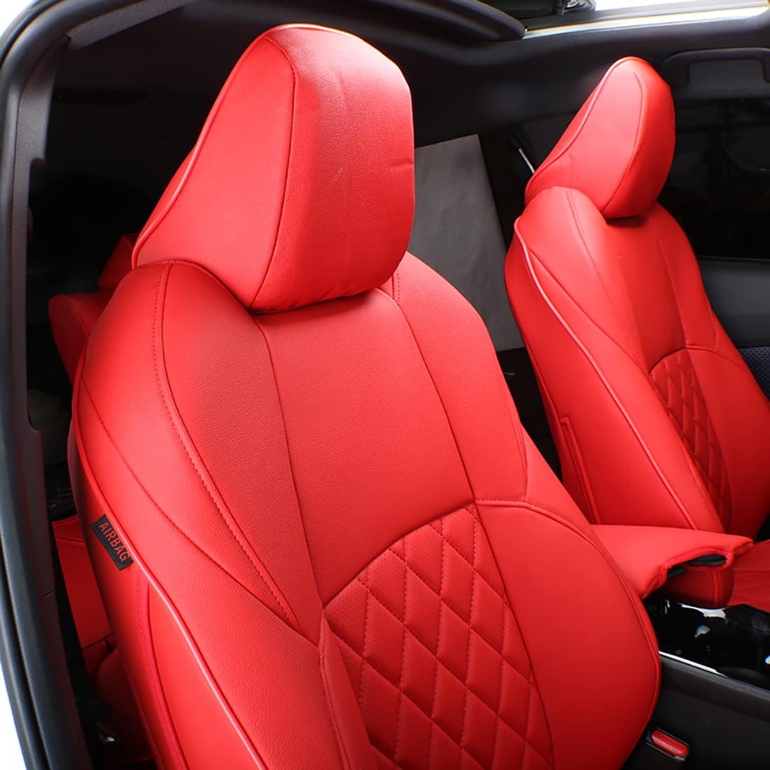 EKR Accord Car Seat Covers for Honda Accord 2023 2024 2025 LX(Rear Row W/Solid Backrest) Leather Car Seat Covers,Waterproof Car Seat Protectors,Trucks Seat Covers Full Set(Red)