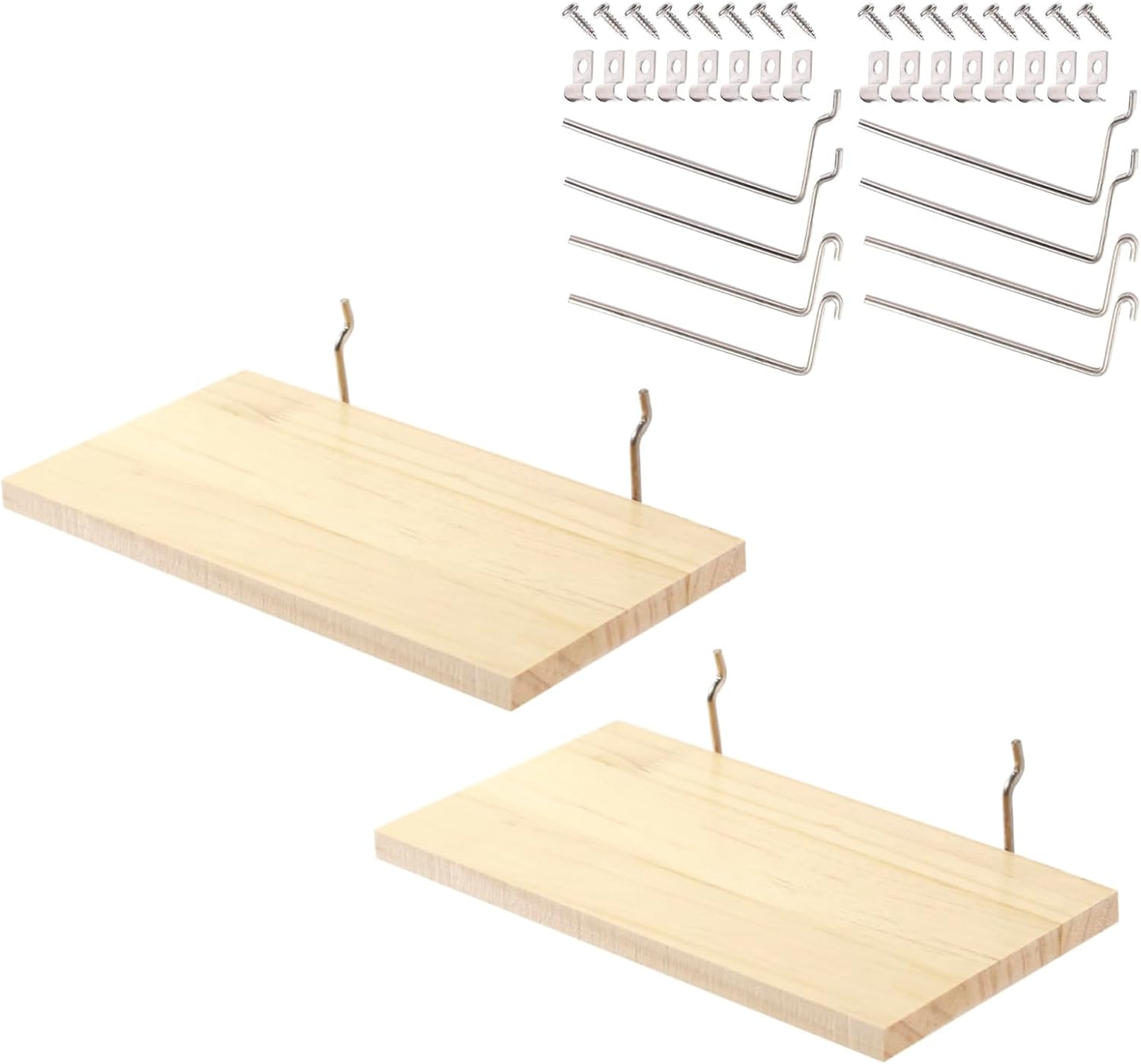 Shelves for PegBoard, Pine Wooden Pegboard Shelf Wall Organizer, Wooden Board for Walls Home, Garage Tool Storage, Office Organization, Kitchen, Craft Room,2 Pack