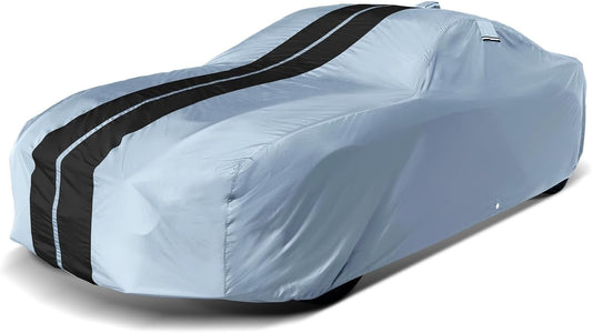 iCarCover Custom Car Cover for Pontiac Grand Am (1978-1980) Waterproof All-Weather Rain Snow UV Sun Protector Full Exterior Indoor Outdoor Car Cover (Stripe - Gray/Black)