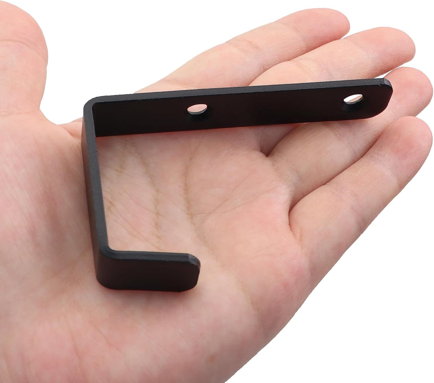 2PCS 82.5x45.5mm Black Metal Wall Mounted 2 Holes J Hook with Screws for Hanging Hat/Clothing/Objects