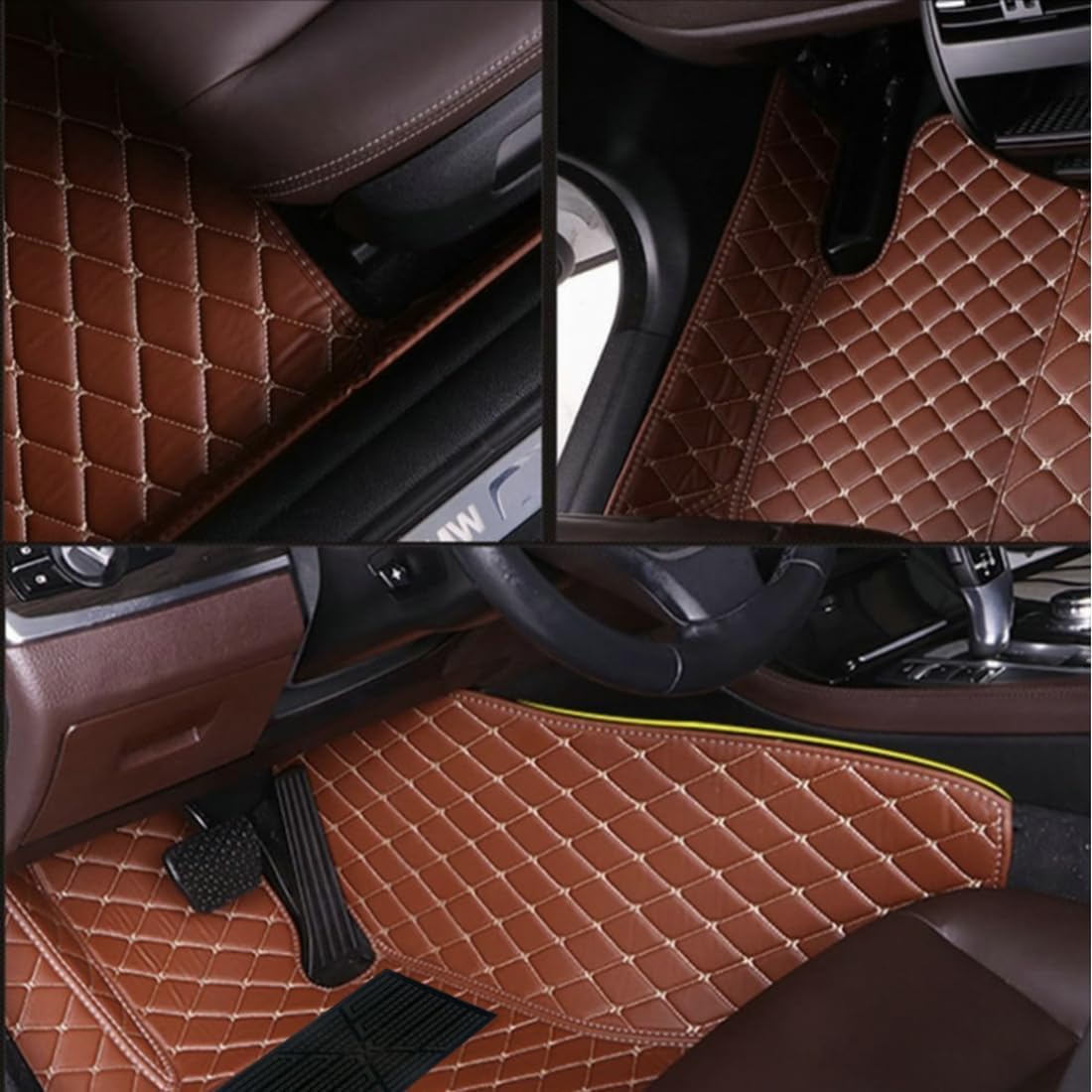 Custom Personalized Floor Mats for Cars，Luxury Full Coverage All Car Floor Mats，Anti-Slip Leather Car Mat Set ，Custom Floor Mats for 99% of Cars, Trucks & SUVs. (Sky Blue)