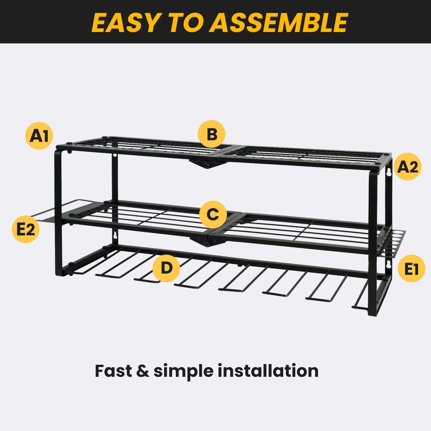 Wall Mount Power Tool Organizer, 3 Layer 7 Drill Hangers Storage Rack, Tool Organizers and Storage for Garage, Workshop, Pegboard, Shed - 26 inch