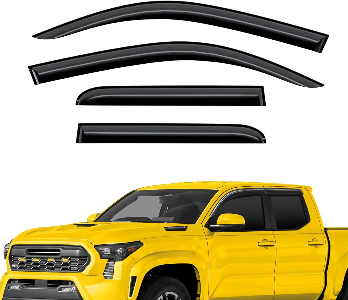 Extra Durable Window Deflectors Tape-On Window Visors Rain Guards Fit for Toyota Tacoma Double Cab 2024-2025, Sun Visors, Wind VentVisors, Window Vent Shades, Exterior Car Accessories - 2 pcs. AG0849