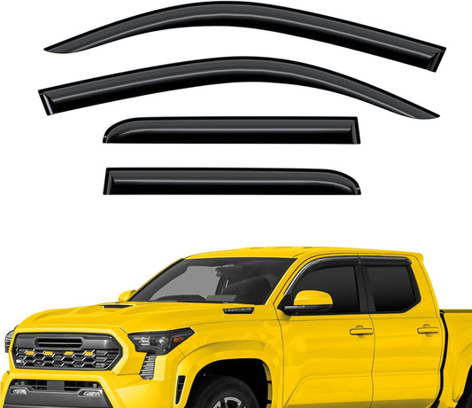 Extra Durable Window Deflectors Tape-On Window Visors Rain Guards Fit for Toyota Tacoma Double Cab 2024-2025, Sun Visors, Wind VentVisors, Window Vent Shades, Exterior Car Accessories - 2 pcs. AG0849