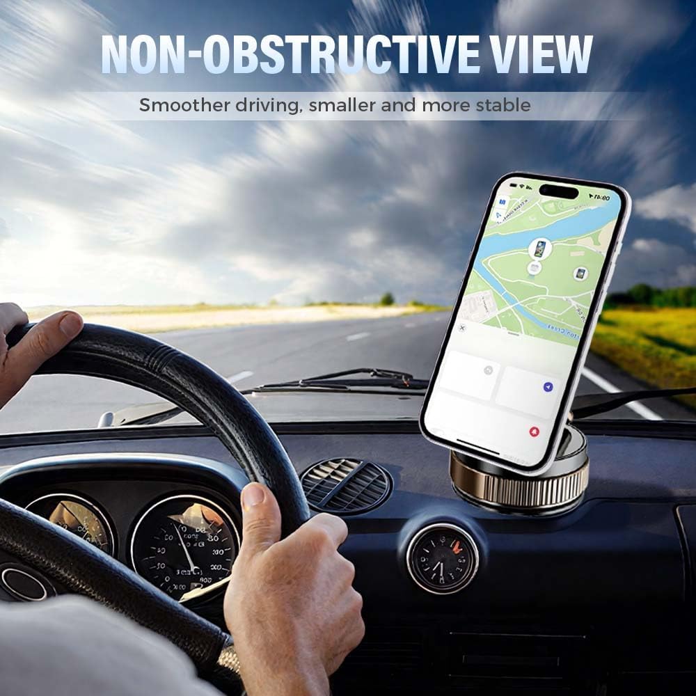 360° Adjustable Vacuum Magnetic Phone Holder, 2025 Strong Suction Portable Magnetic Car Phone Stand,Universal Magnetic Phone Mount for Cars/Gyms/Mirrors/Smooth Surface (Black)