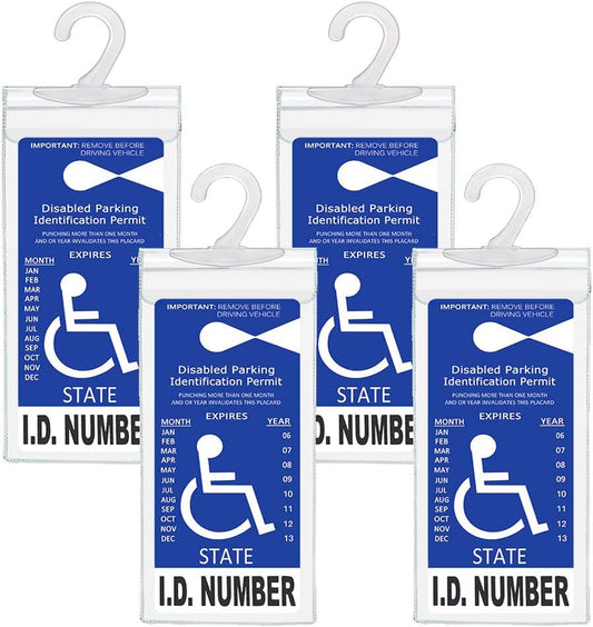 Handicapped Parking Placard Holder - Disabled Placard Protective Mirror Tag Holder with Larger Hanger by Tbuymax(Set of 4)