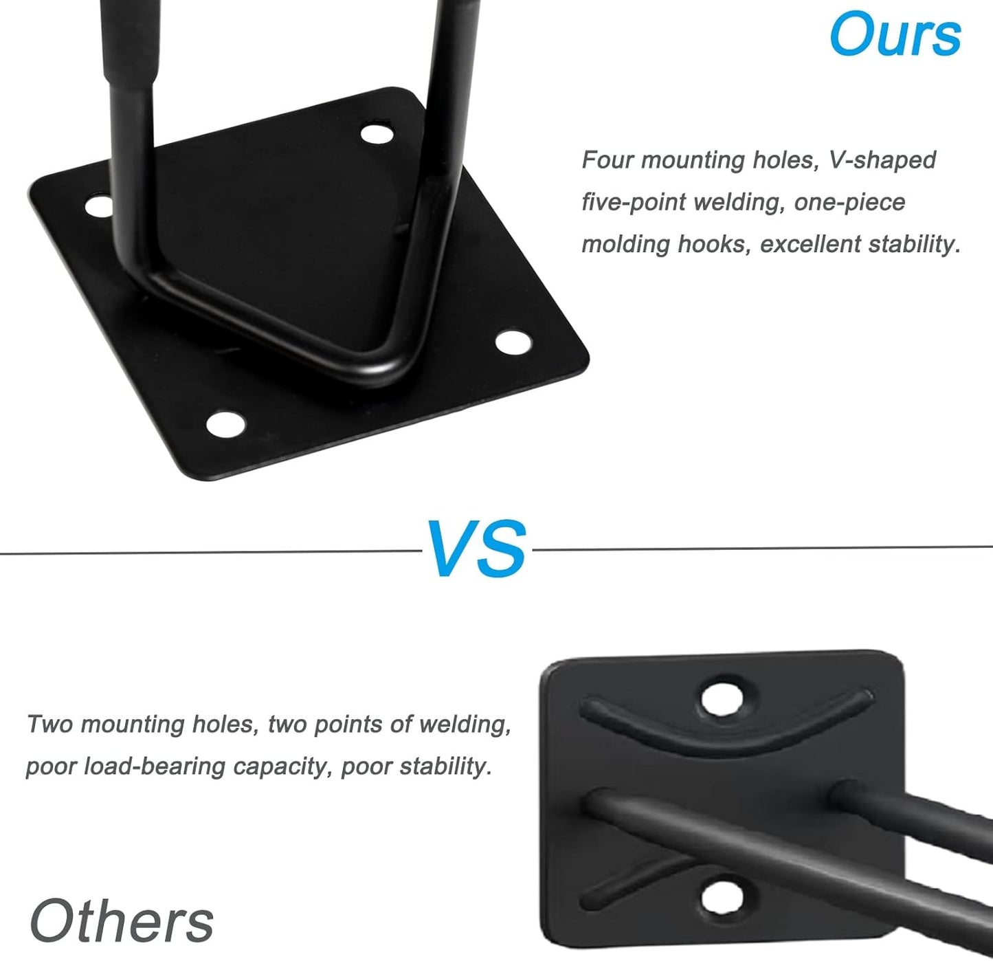 Garage Hook Hangers 2 Pcs, Shovel Holder Wall Mount, Rake Racks, Upgraded Ladder Hanger, Heavy Duty Folding Chair Rack, Garden Tool Hooks for Hanging Yard Tools, Ladders, Bikes and More